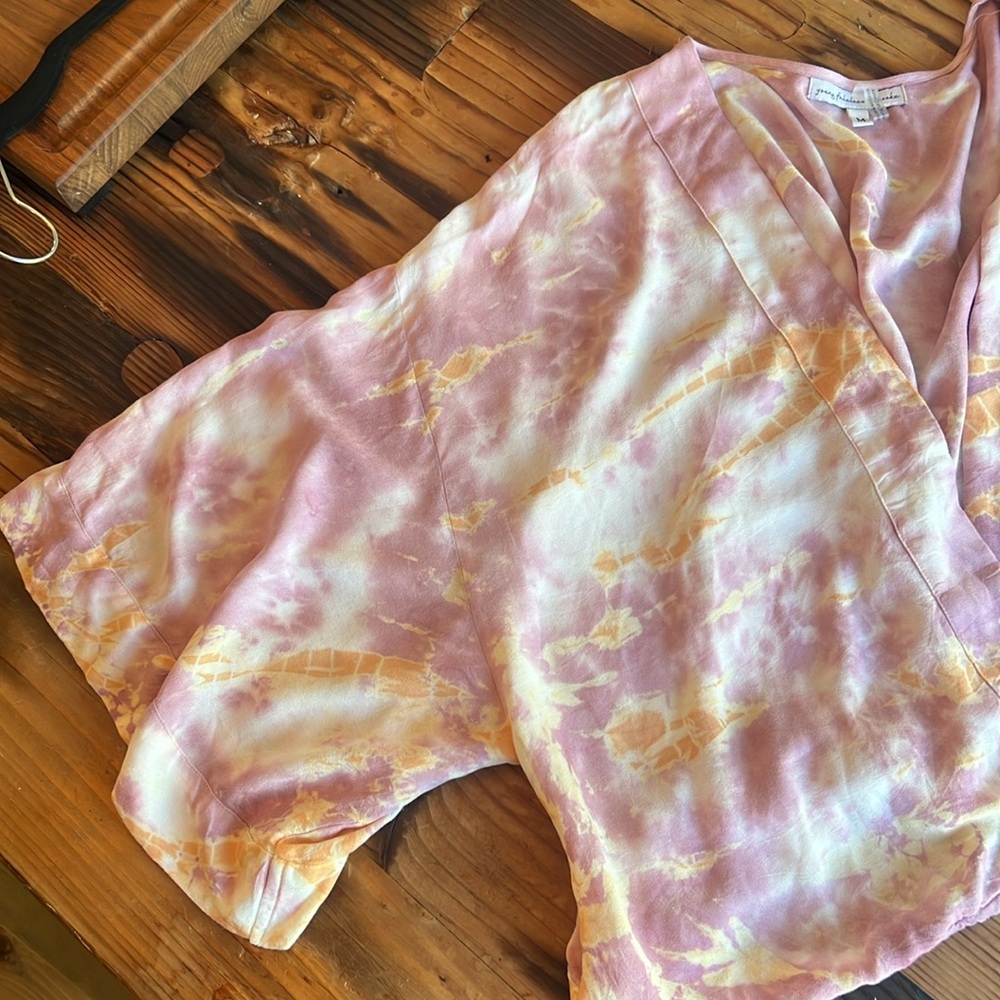Young Fabulous & Broke LOT Wrap Blouse + Cap Top - Picture 4 of 7